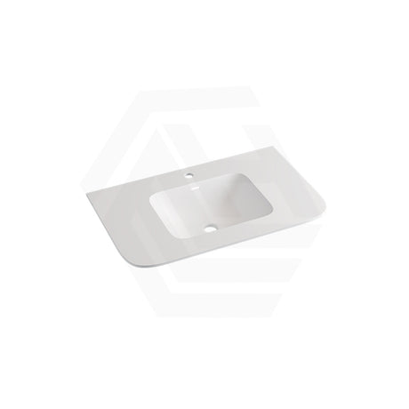 600/750/900/1200mm Curved Edge Solid Surface Vanity Top with Overflow 12 O'clock Tap Hole