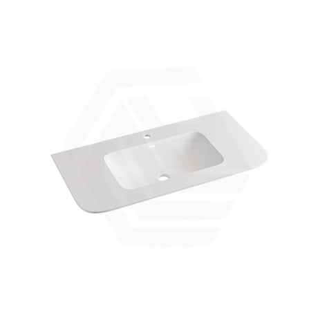 600/750/900/1200mm Curved Edge Solid Surface Vanity Top with Overflow 12 O'clock Tap Hole