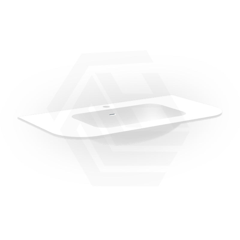 900mm Curved Edge Solid Surface Vanity Top with Overflow 12 O'clock Tap Hole