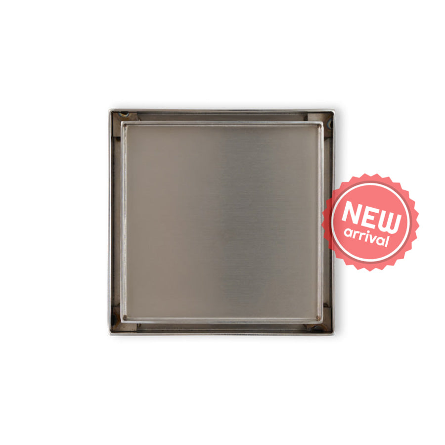 120mm Joemo KANO Square Silver Tile Insert Floor Waste Drain and 90mm Outlet Stainless Steel 304