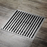 Joemo Mila 110mm x 110mm Square Stainless Steel 316 Linear Floor Grate 90mm Outlet Variant Colour Available