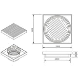 Joemo Mila 110mm x 110mm Square Stainless Steel 316 Linear Floor Grate 90mm Outlet Variant Colour Available