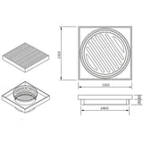 Joemo Mila 110mm x 110mm Square Stainless Steel 316 Linear Floor Grate 90mm Outlet Variant Colour Available
