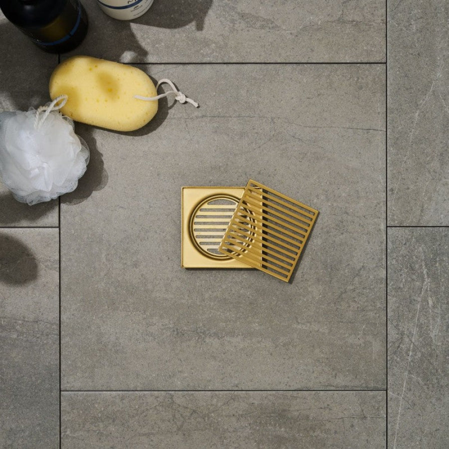 Joemo Mila 110mm x 110mm Square Stainless Steel 316 Linear Floor Grate 90mm Outlet Variant Colour Available