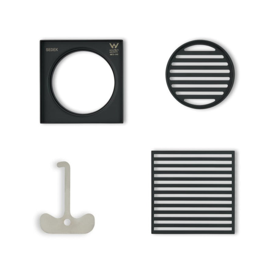 Joemo Mila 110mm x 110mm Square Stainless Steel 316 Linear Floor Grate 90mm Outlet Variant Colour Available