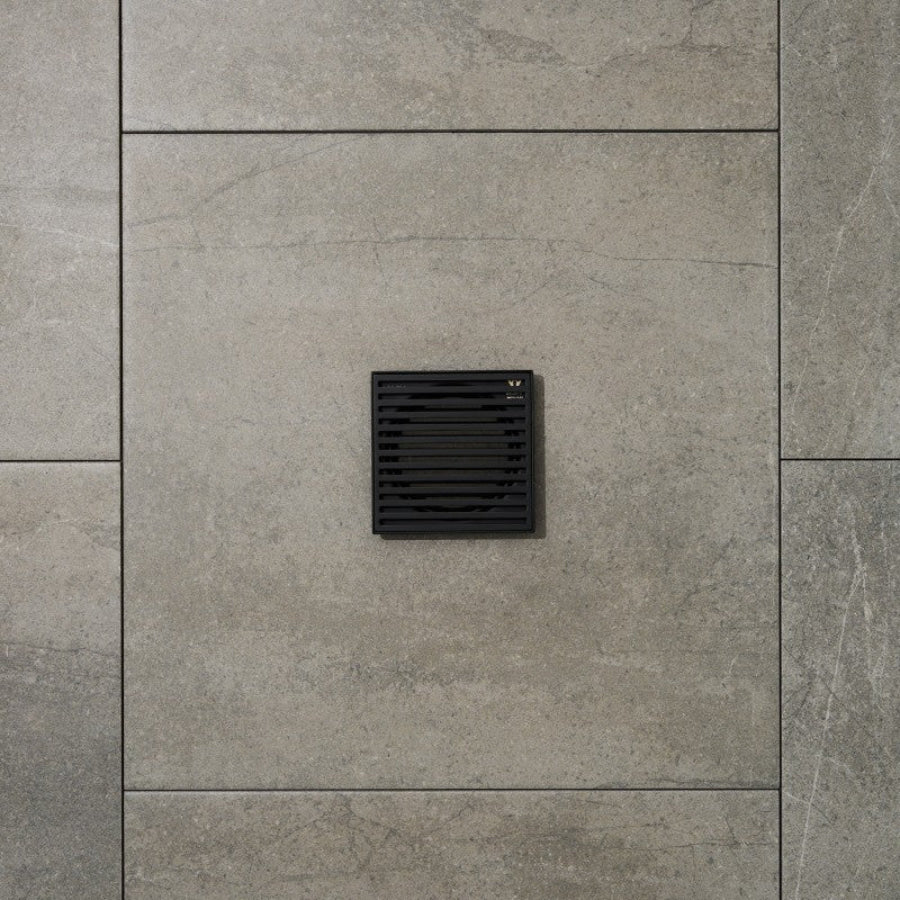 Joemo Mila 110mm x 110mm Square Stainless Steel 316 Linear Floor Grate 90mm Outlet Variant Colour Available
