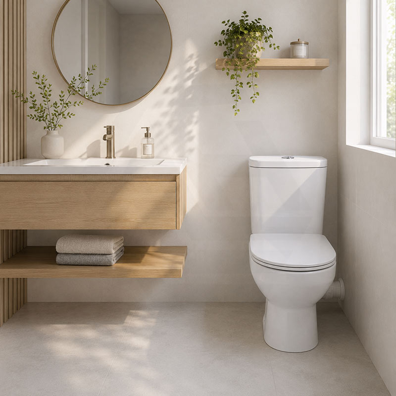 Fienza Petra Rimless Tornado Close-Coupled Toilet Suite with Left/Right Skew Trap 665x355x780mm - Gloss White