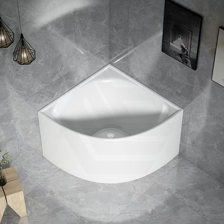 1000Mm Bella Corner Back To Wall Bathtub Gloss White With Overflow Bathtubs