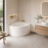 KAI Corner Back to Wall Bathtub NO Overflow 1000mm - Gloss White