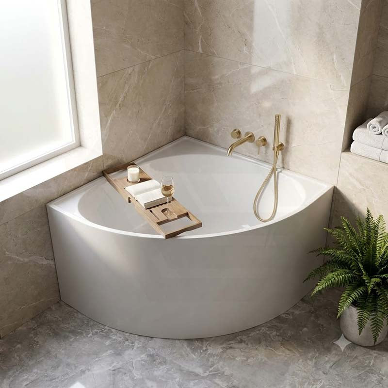 KAI Corner Back to Wall Bathtub NO Overflow 1000mm - Gloss White