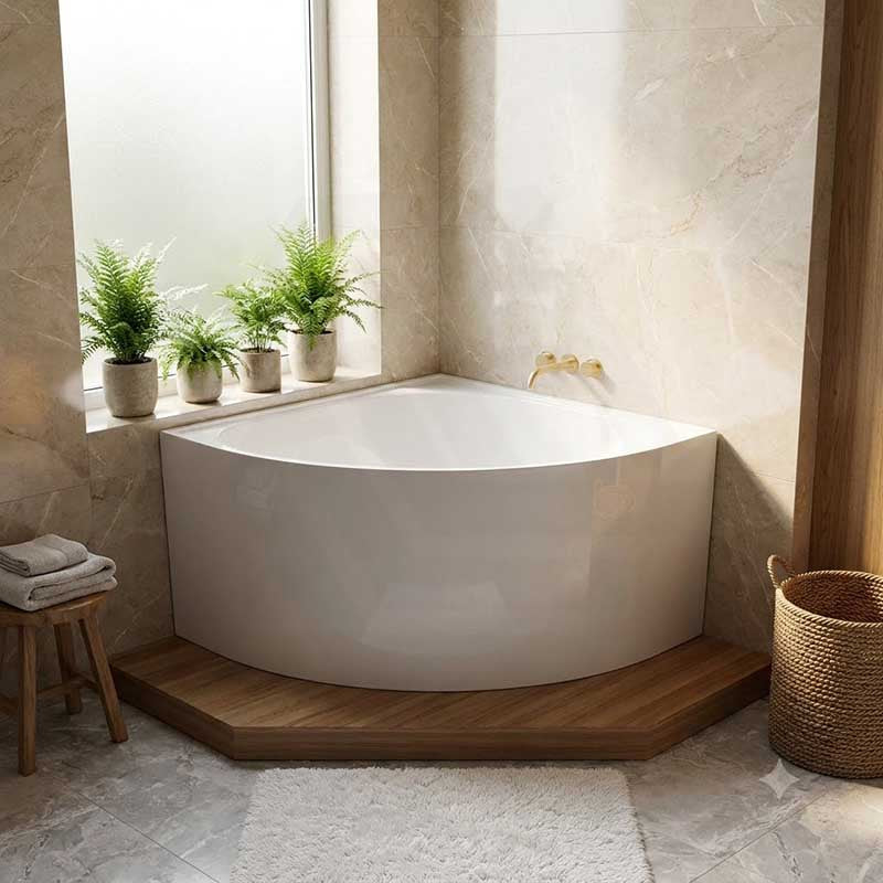 KAI Corner Back to Wall Bathtub NO Overflow 1000mm - Gloss White