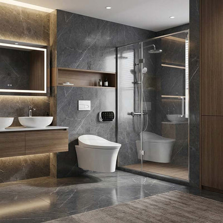 Kohler Veil Rimless Wall-Hung Smart Toilet Suite with Inwall Cistern - Gloss White
