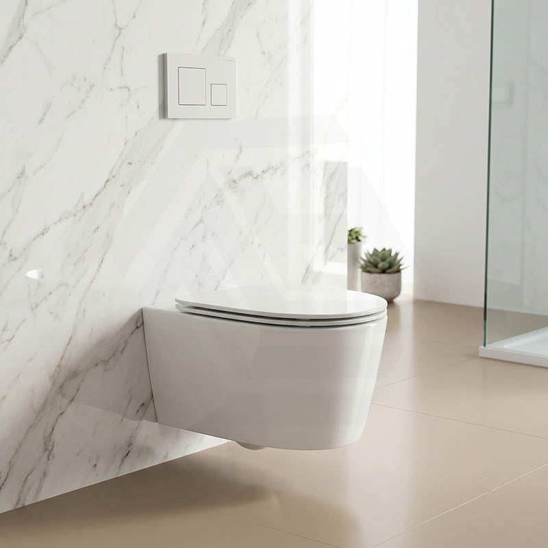 Kohler Grande Vitreous China Rimless Wall Hung Toilet Pan Only 560x370x356mm - Gloss White, Seat Cover Available
