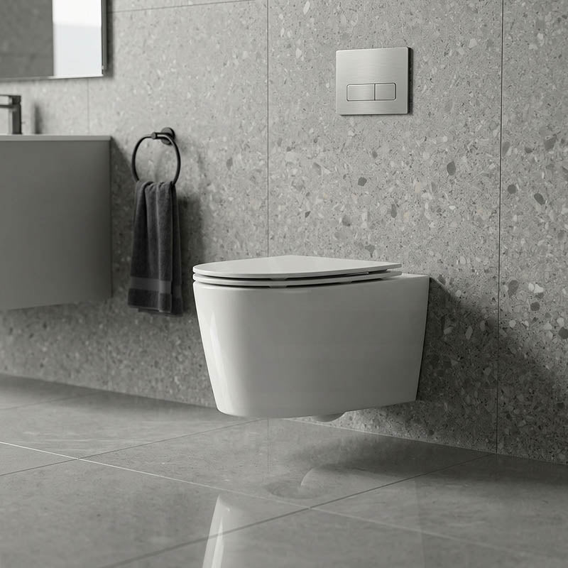 Kohler Grande Vitreous China Rimless Wall Hung Toilet Pan Only 560x370x356mm - Gloss White, Seat Cover Available