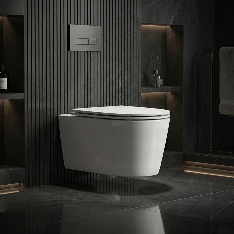 Kohler Grande Vitreous China Rimless Wall Hung Toilet Pan Only 560x370x356mm - Gloss White, Seat Cover Available
