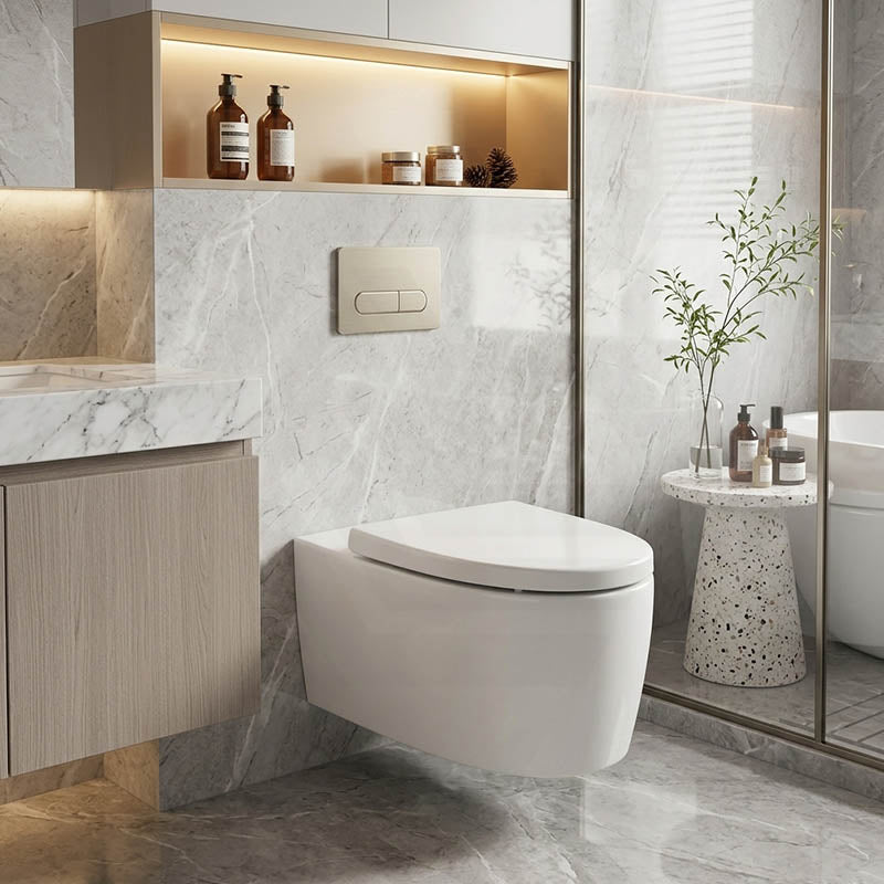 Kohler Grande Vitreous China Rimless Wall Hung Toilet Pan Only 560x370x356mm - Gloss White, Seat Cover Available