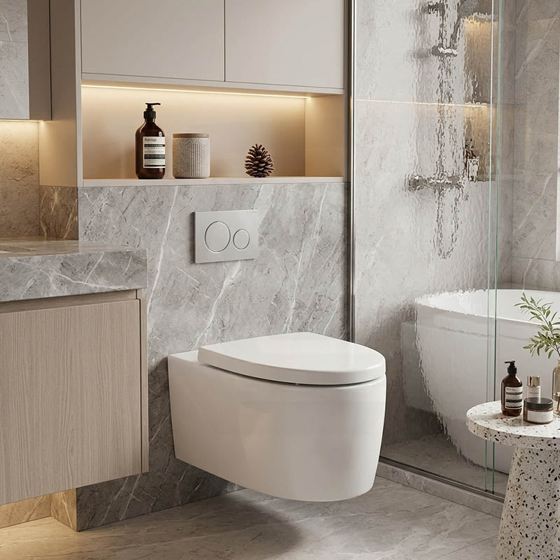 Kohler Grande Vitreous China Rimless Wall Hung Toilet Pan Only 560x370x356mm - Gloss White, Seat Cover Available