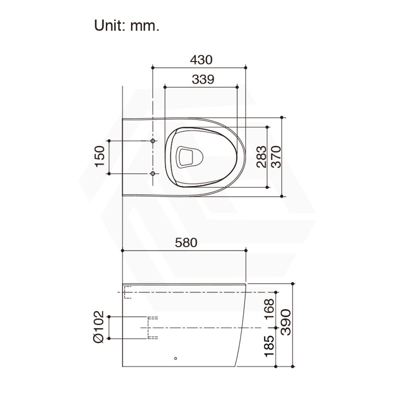 Kohler Grande 580x370x390mm Vitreous China White Rimless Wall Faced Toilet Pan, Seat Cover Available