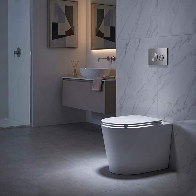 Kohler Grande Vitreous China Rimless Wall Faced Toilet Pan Only 580x370x390mm - Gloss White, Seat Cover Available