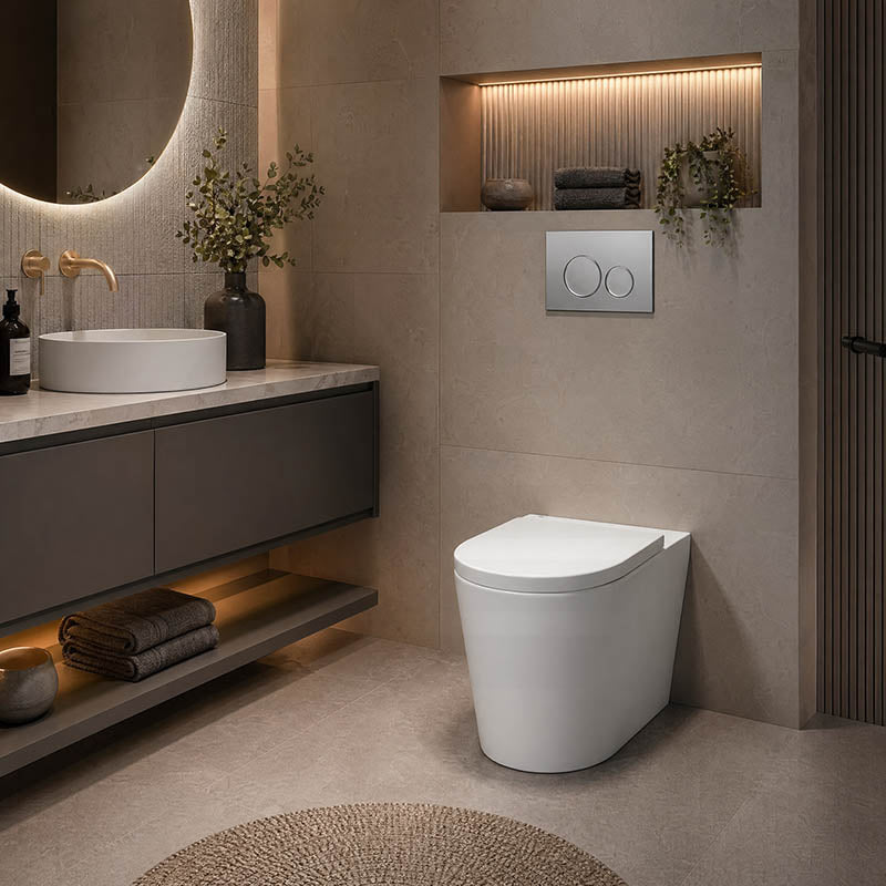 Kohler Grande Vitreous China Rimless Wall Faced Toilet Pan Only 580x370x390mm - Gloss White, Seat Cover Available