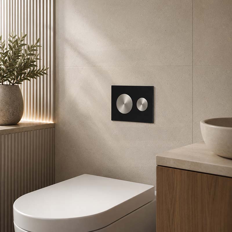Kohler SKIM™ Pneumatic Glass Flush Plate Round Button Multi-Colour for In-wall Concealed Cistern