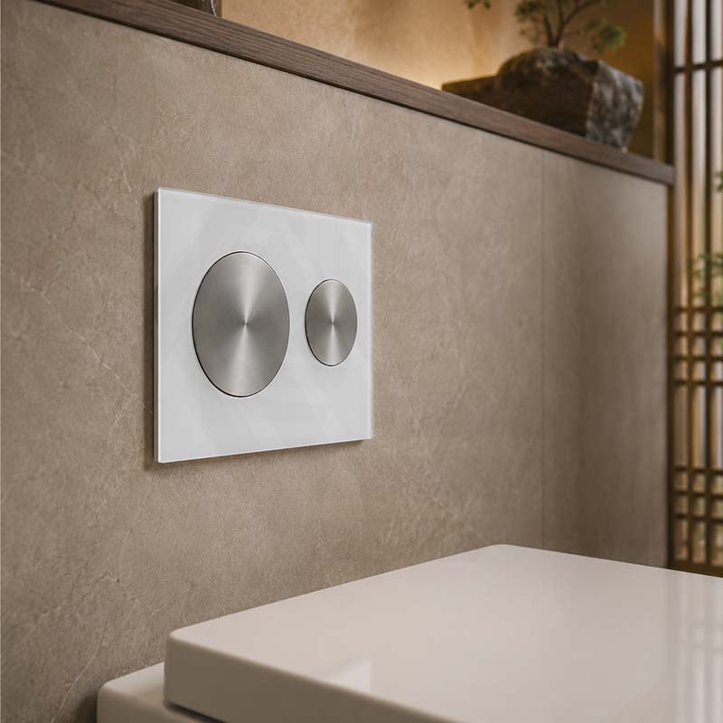 Kohler SKIM™ Pneumatic Glass Flush Plate Round Button Multi-Colour for In-wall Concealed Cistern