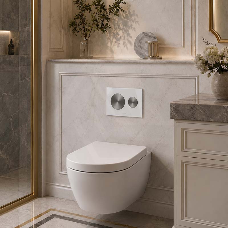 Kohler SKIM™ Pneumatic Glass Flush Plate Round Button Multi-Colour for In-wall Concealed Cistern