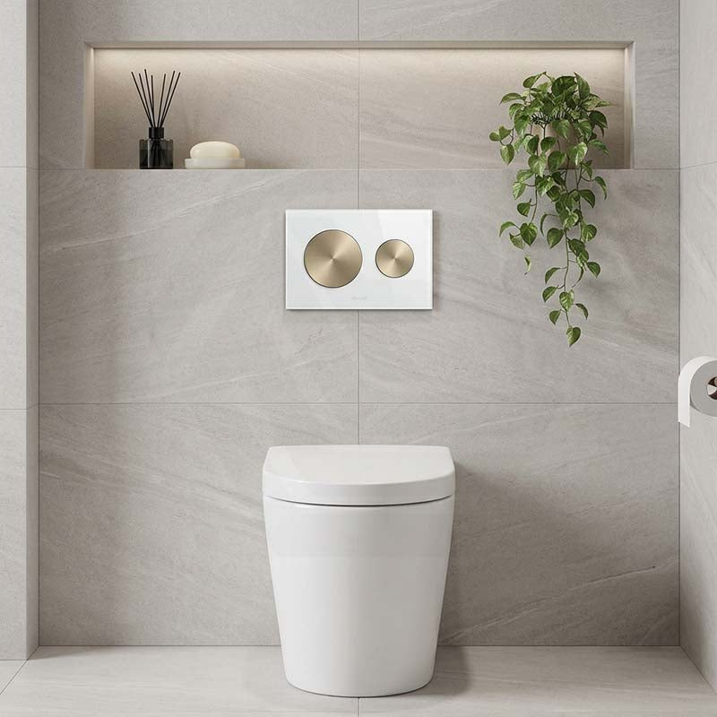 Kohler SKIM™ Pneumatic Glass Flush Plate Round Button Multi-Colour for In-wall Concealed Cistern