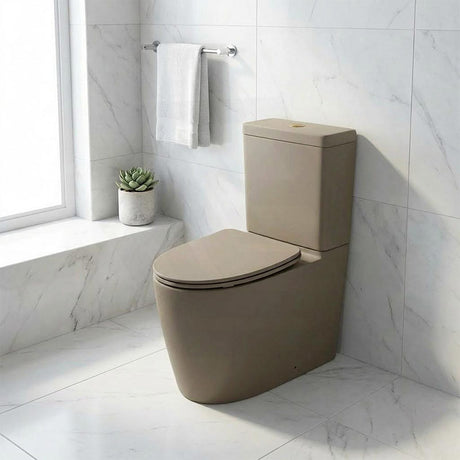 Kohler Grande Ceramic Rimless Dual Flush Back to Wall Toilet Suite 650x395x830mm - Matt Cashmere