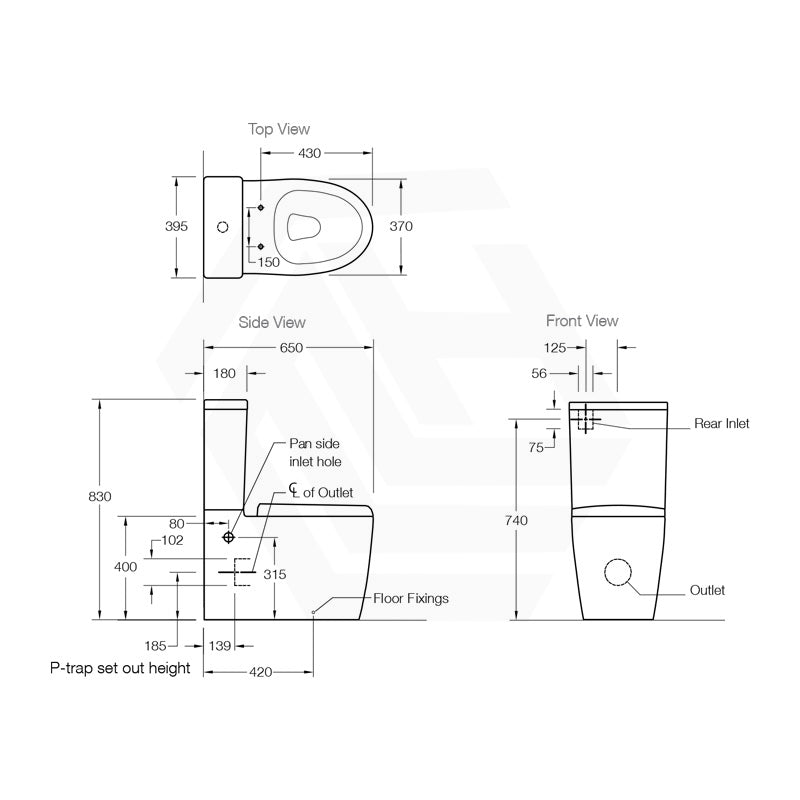 650x395x830mm Kohler Grande Ceramic Rimless Dual Flush Back to Wall Toilet Suite Cashmere