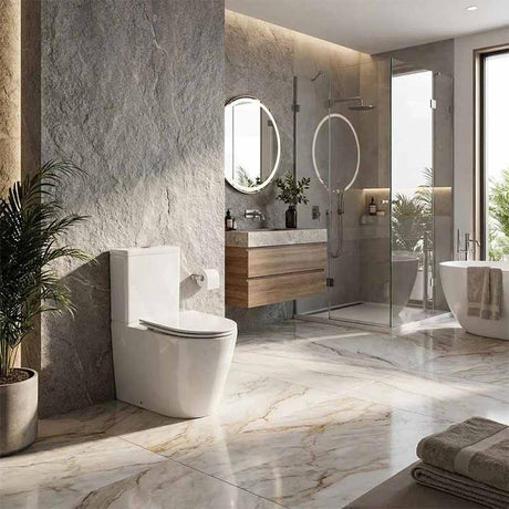 Kohler Grande Rimless Dual Flush Back to Wall Toilet Suite 680x370x790mm - Gloss White