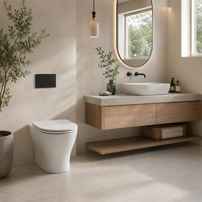 Kohler Reach II Ceramic Rimless Wall Faced Toilet Pan Only with Slim Seat 565x370x395mm - Gloss White