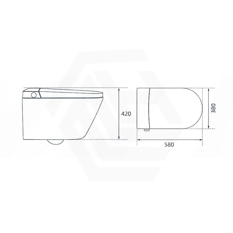 KB Australia Modena Wall Hung Smart Toilet Floor Pan Gloss White with Pneumatic Frameless In-Wall Concealed Cistern Push Button Available