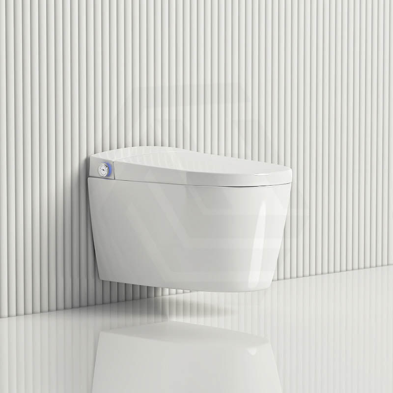 KB Australia Modena Wall Hung Smart Toilet Floor Pan Gloss White with Pneumatic Frameless In-Wall Concealed Cistern Push Button Available