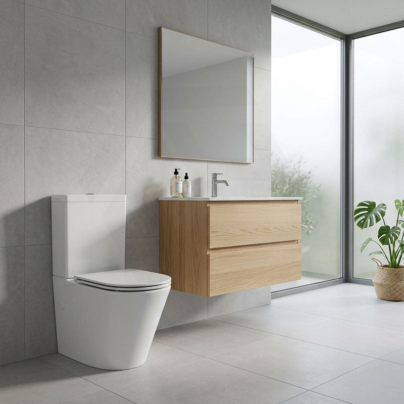 Englefield Bathroom Back To Wall Ceramic Toilet Suite Rimless Slim Seat 670x360x840mm