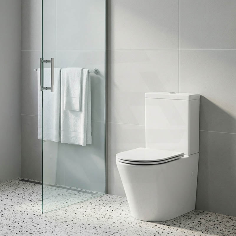 Englefield Bathroom Back To Wall Ceramic Toilet Suite Rimless Slim Seat 670x360x840mm