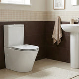 Englefield Bathroom Back To Wall Ceramic Toilet Suite Rimless Slim Seat 670x360x840mm