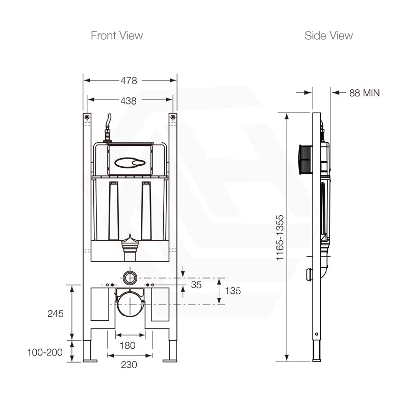 Kohler Mechanical In-Wall Cistern 88mm with Frame for Wall Hung Toilet, Flush Buttons Available