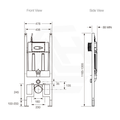 Kohler Mechanical In-Wall Cistern 88mm with Frame for Wall Hung Toilet, Flush Buttons Available