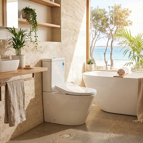 Kohler Opiaz Rimless Back to Wall Toilet with Englefield AVB Electric Bidet Seat 670x360x840mm - Gloss White