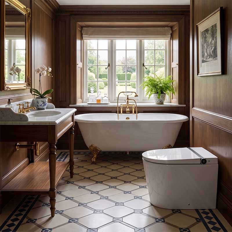 Englefield Sapphire Floor Standing Tankless Intelligent Toilet with VORTEX Flushing 607x392x464mm - Gloss White