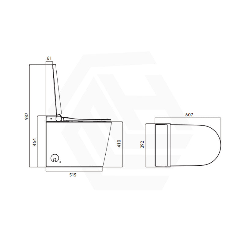 Englefield Sapphire Floor Standing Tankless Intelligent Toilet with VORTEX Flushing 607x392x464mm - Gloss White
