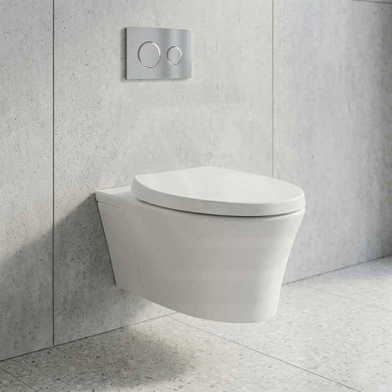 Kohler Veil Vitreous China Rimless Wall Hung Toilet Pan Only with Slim Seat 554x385x345mm - Gloss White