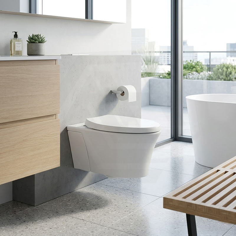 Kohler Veil Vitreous China Rimless Wall Hung Toilet Pan Only with Slim Seat 554x385x345mm - Gloss White