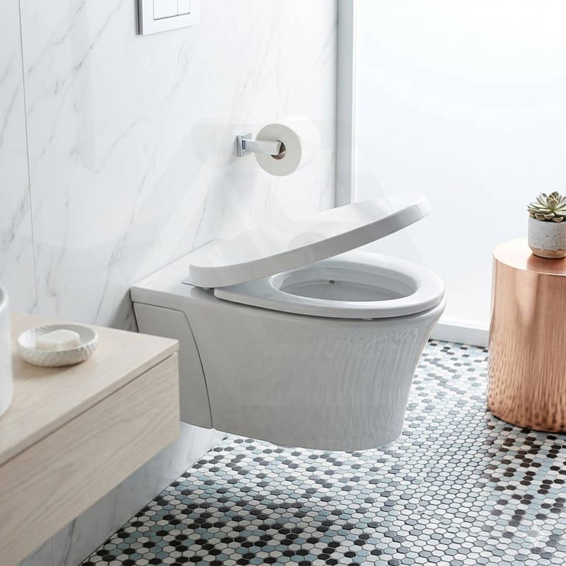 Kohler Veil Vitreous China Rimless Wall Hung Toilet Pan Only with Slim Seat 554x385x345mm - Gloss White