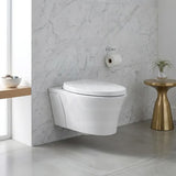 Kohler Veil Vitreous China Rimless Wall Hung Toilet Pan Only with Slim Seat 554x385x345mm - Gloss White