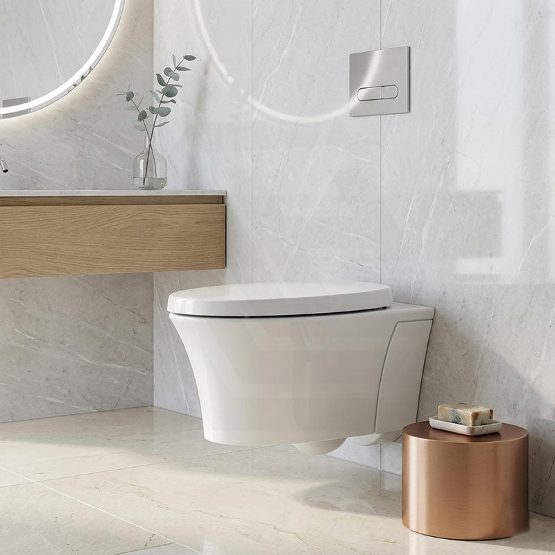 Kohler Veil Vitreous China Rimless Wall Hung Toilet Pan Only with Slim Seat 554x385x345mm - Gloss White