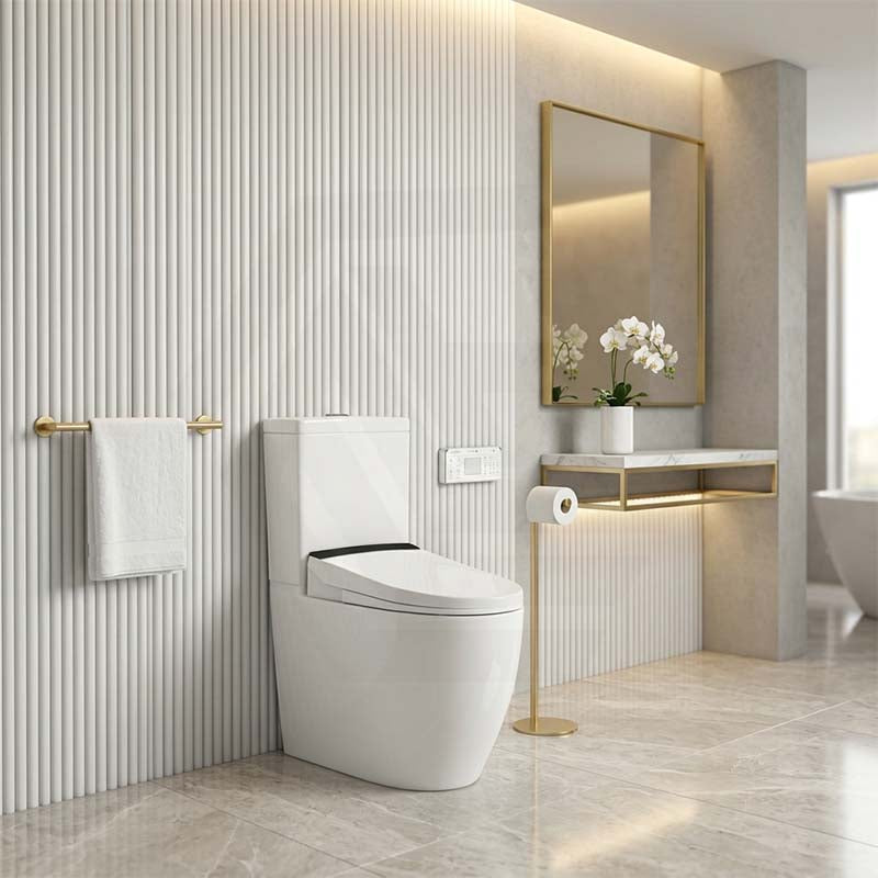 Kohler Rimless Back to Wall Ceramic Toilet Suite with Englefield Electric Bidet Seat 650x395x830mm - Gloss White