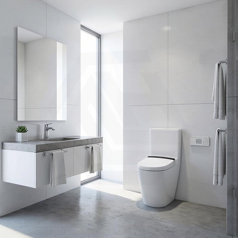 Kohler Rimless Back to Wall Ceramic Toilet Suite with Englefield Electric Bidet Seat 650x395x830mm - Gloss White