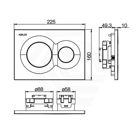 Kohler Lynk™ Pneumatic Flush Plate Round Button Polished Chrome for In-wall Concealed Cistern